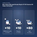 BLOC NOTAS MICROPERFORADO RAYLU A7 60 GRAMOS 80 HOJAS HORIZONTAL - formato de venta: paquete de 10, caja de 80