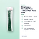 LIMPIAPIPAS CHENILLA VERDE 4MMX30CM PACK 50U - características principales