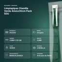 LIMPIAPIPAS CHENILLA VERDE 4MMX30CM PACK 50U - resumen de atributos