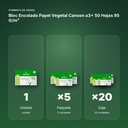 BLOC ENCOLADO PAPEL VEGETAL CANSON A3+ 50 HOJAS 95 G/M² - formato de venta: paquete de 5, caja de 20