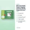 BLOC ENCOLADO PAPEL VEGETAL CANSON A4 50 HOJAS 95 G/M² - características principales