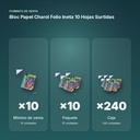 BLOC PAPEL CHAROL FOLIO INETA 10 HOJAS SURTIDAS - formato de venta: paquete de 10, caja de 240