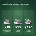 BLOC PAPEL SEDA FOLIO INETA 10 HOJAS SURTIDAS - formato de venta: paquete de 10, caja de 220