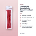 LIMPIAPIPAS CHENILLA ROJO 4MMX30CM PACK 50U - características principales