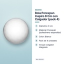 BOLA POREXPAN INSPIRO 8 CM CON COLGADOR (PACK 4) - características principales