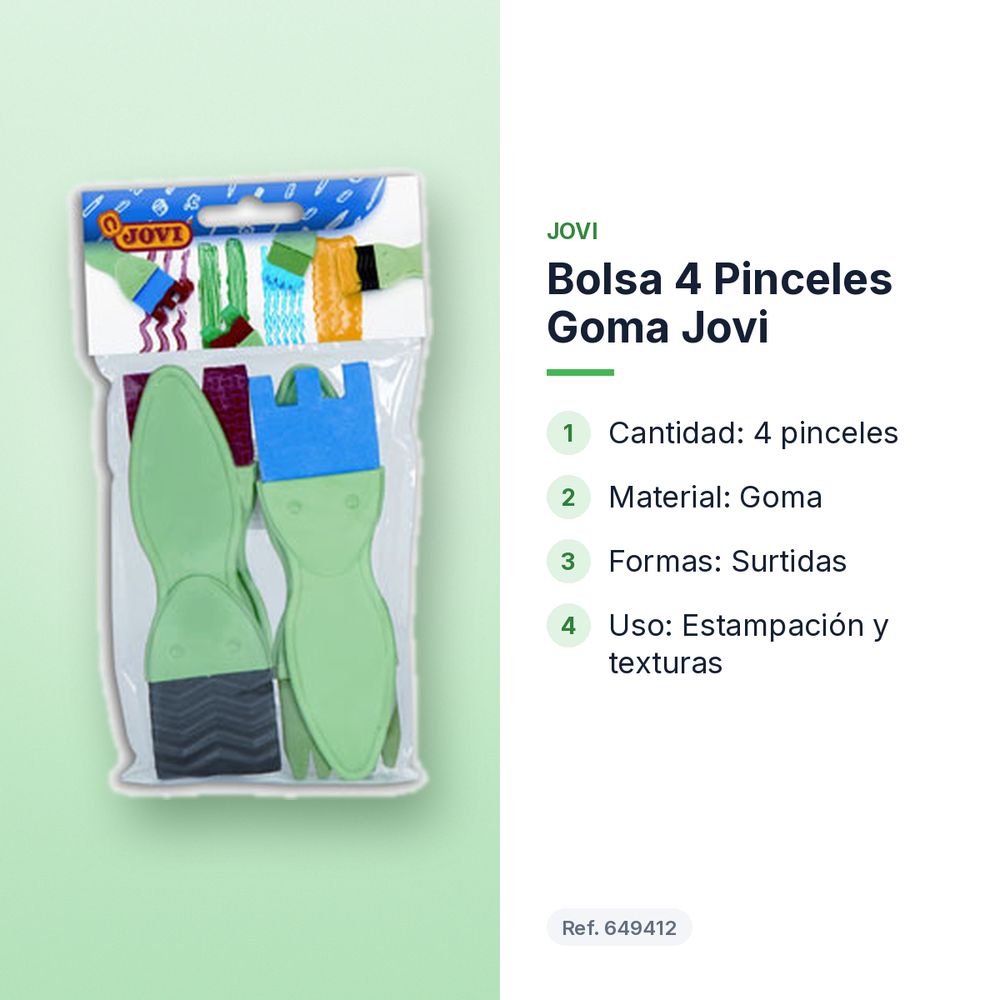 BOLSA 4 PINCELES GOMA JOVI  - características principales