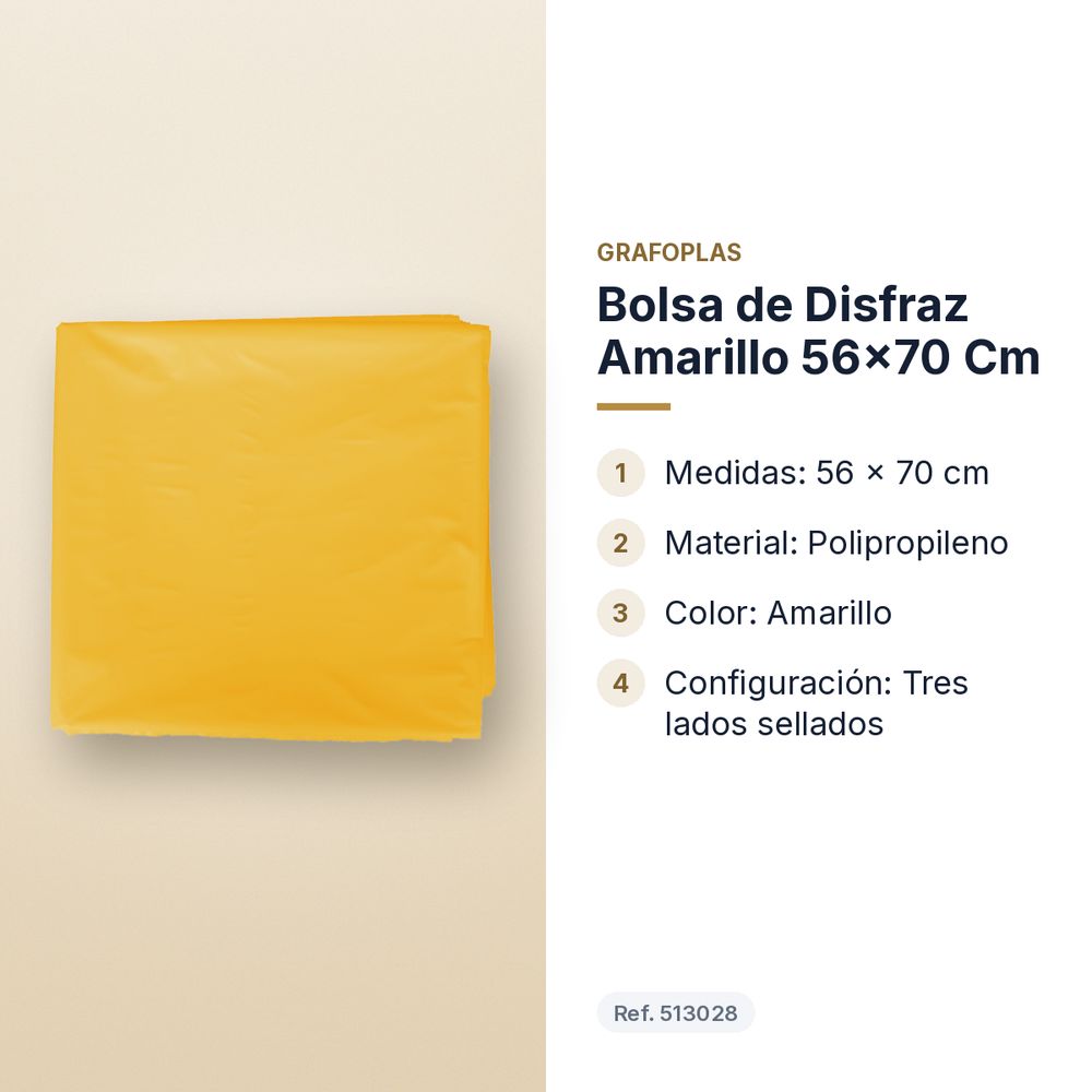 BOLSA DE DISFRAZ AMARILLO 56×70 CM  - características principales