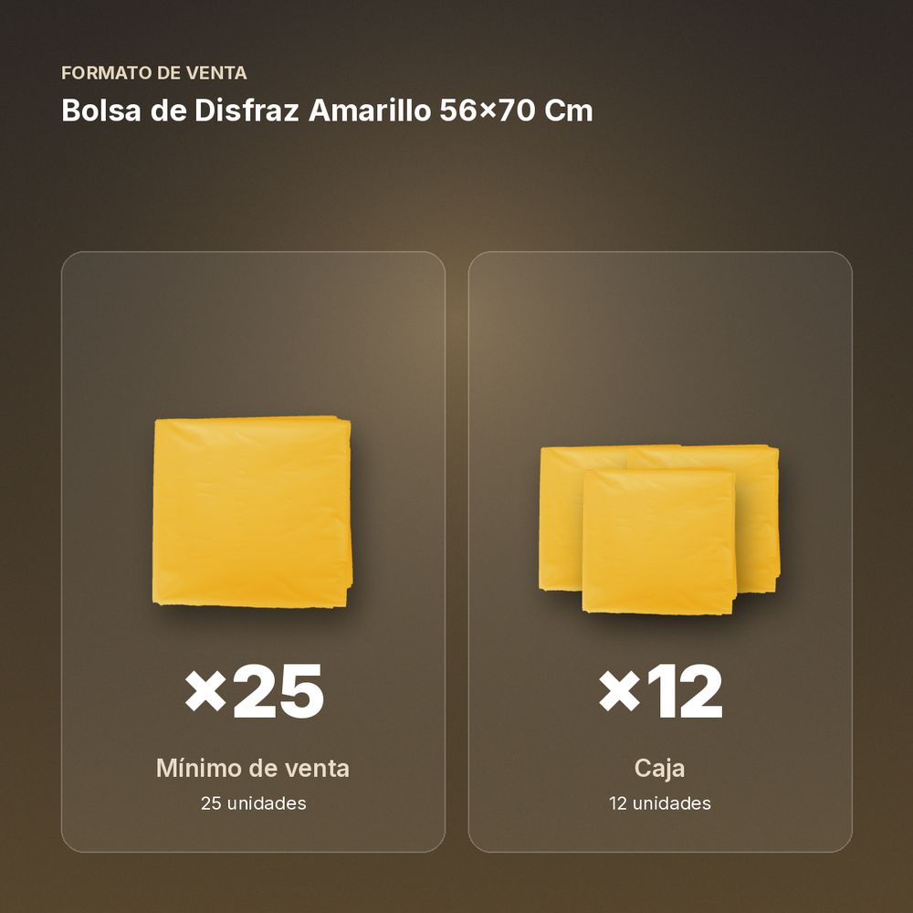 BOLSA DE DISFRAZ AMARILLO 56×70 CM  - formato de venta: caja de 12