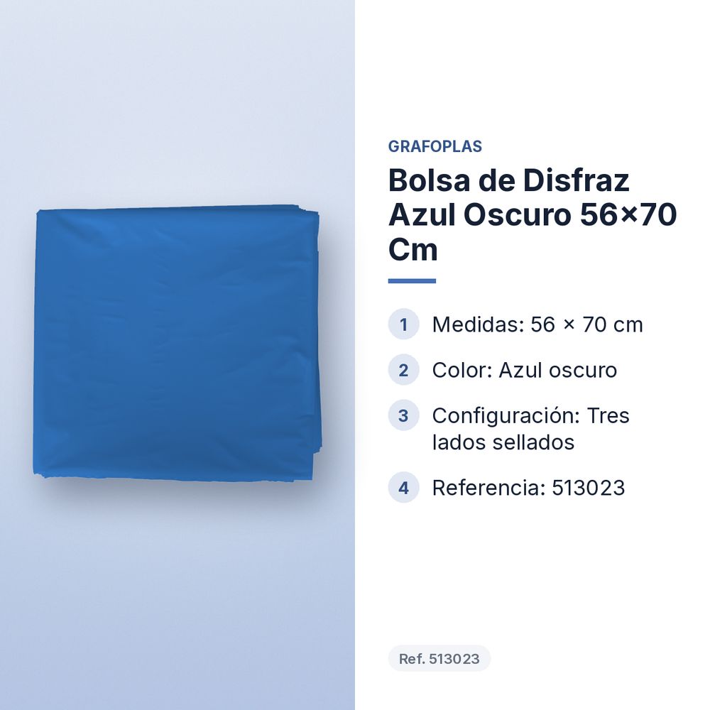 BOLSA DE DISFRAZ AZUL OSCURO 56×70 CM  - características principales