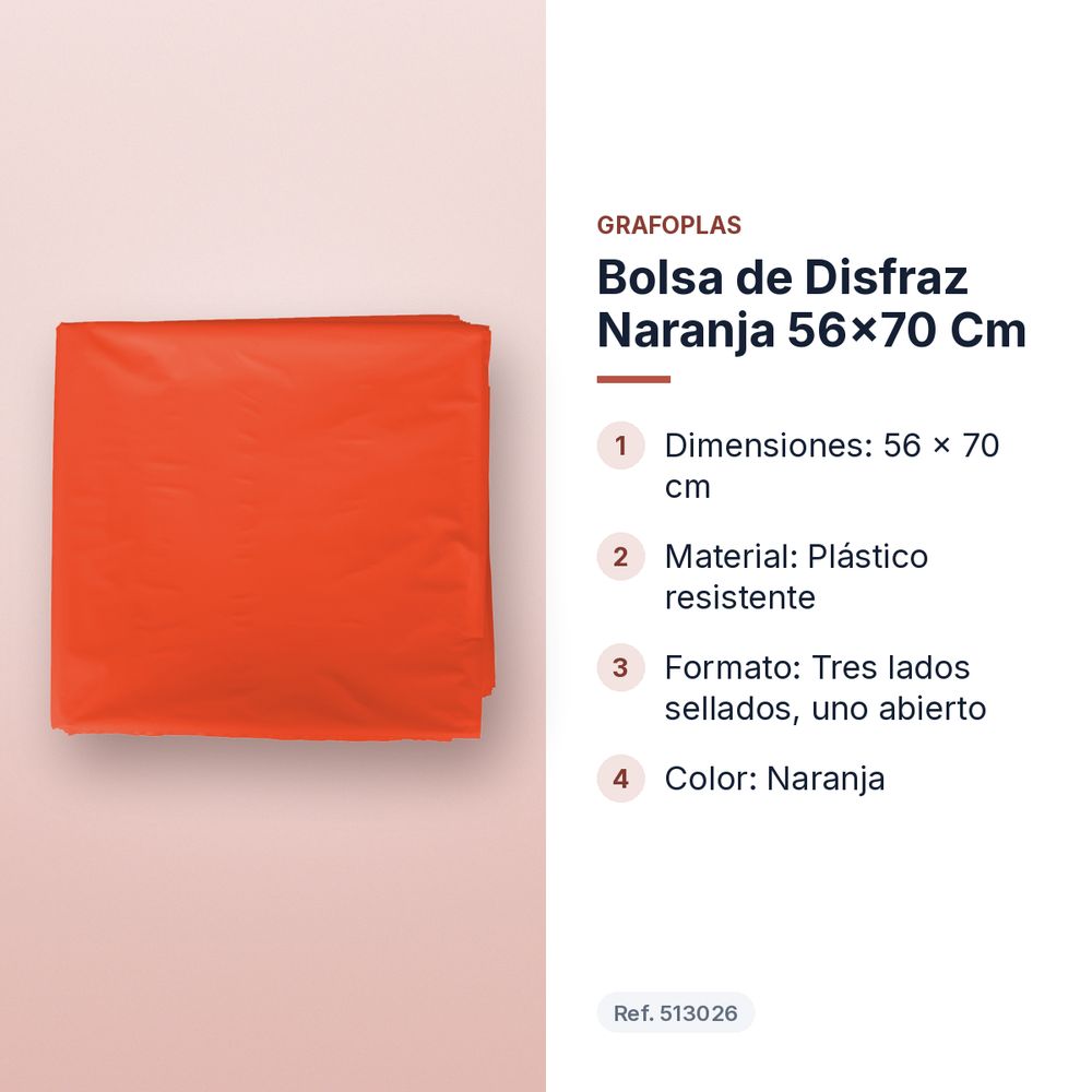 BOLSA DE DISFRAZ NARANJA 56×70 CM - características principales