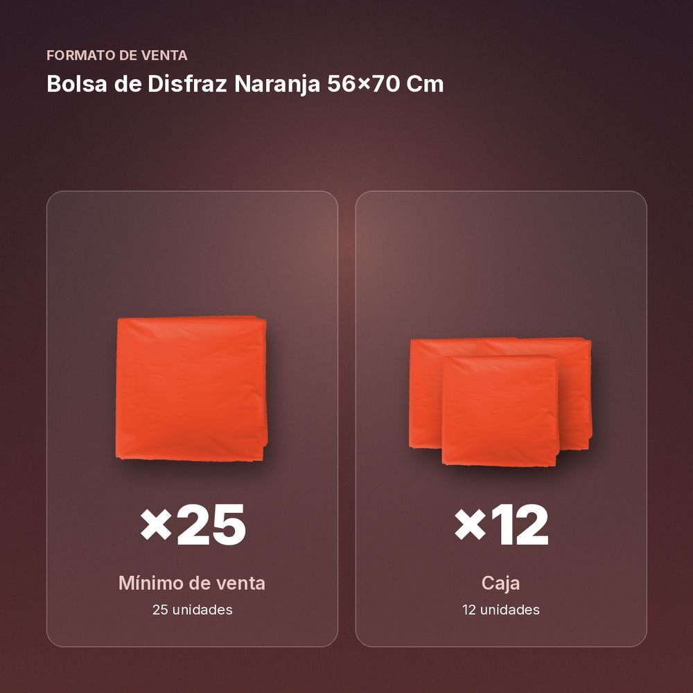 BOLSA DE DISFRAZ NARANJA 56×70 CM - formato de venta: caja de 12