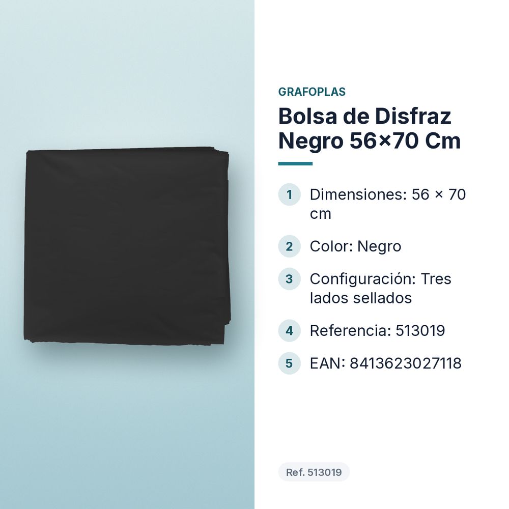 BOLSA DE DISFRAZ NEGRO 56×70 CM  - características principales