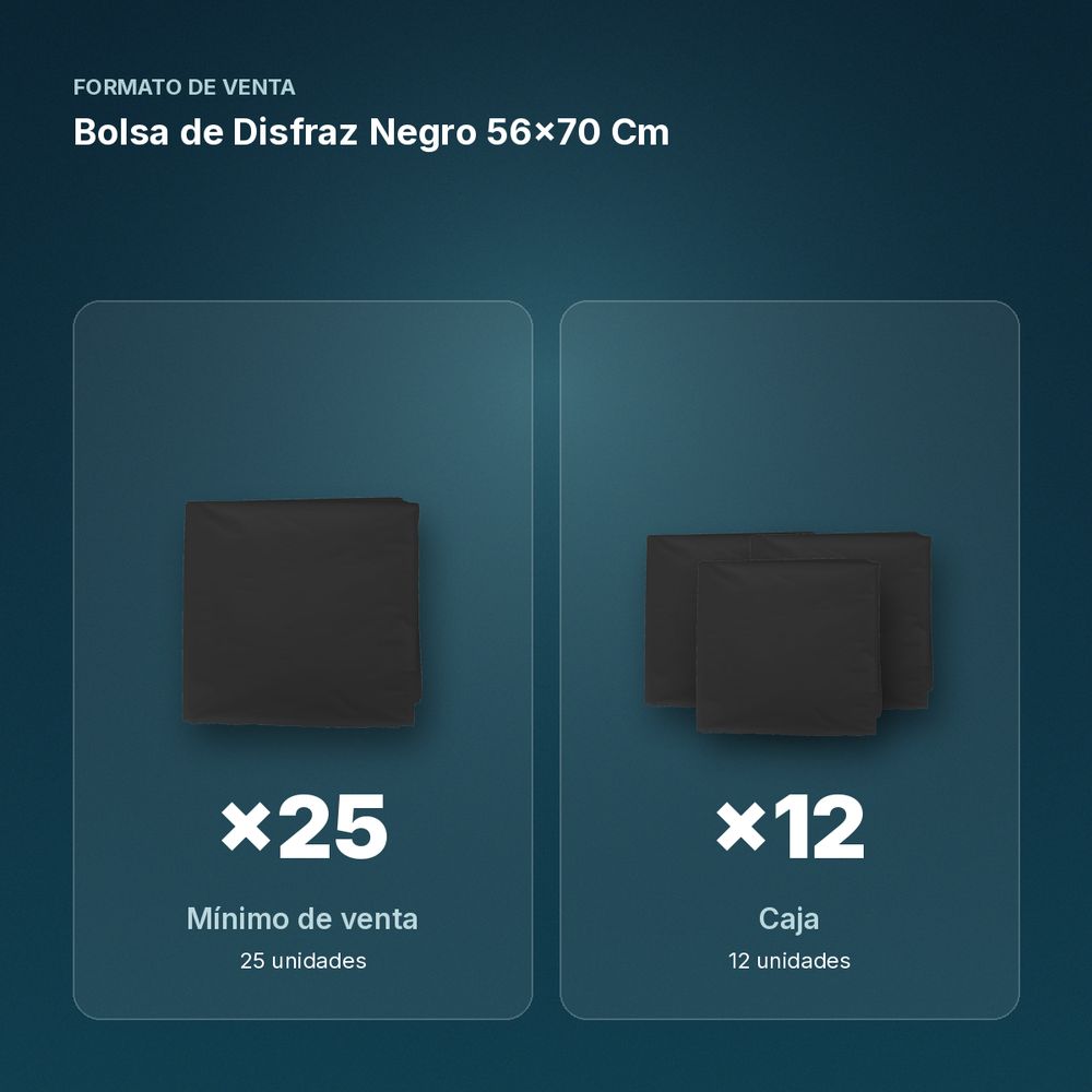 BOLSA DE DISFRAZ NEGRO 56×70 CM  - formato de venta: caja de 12