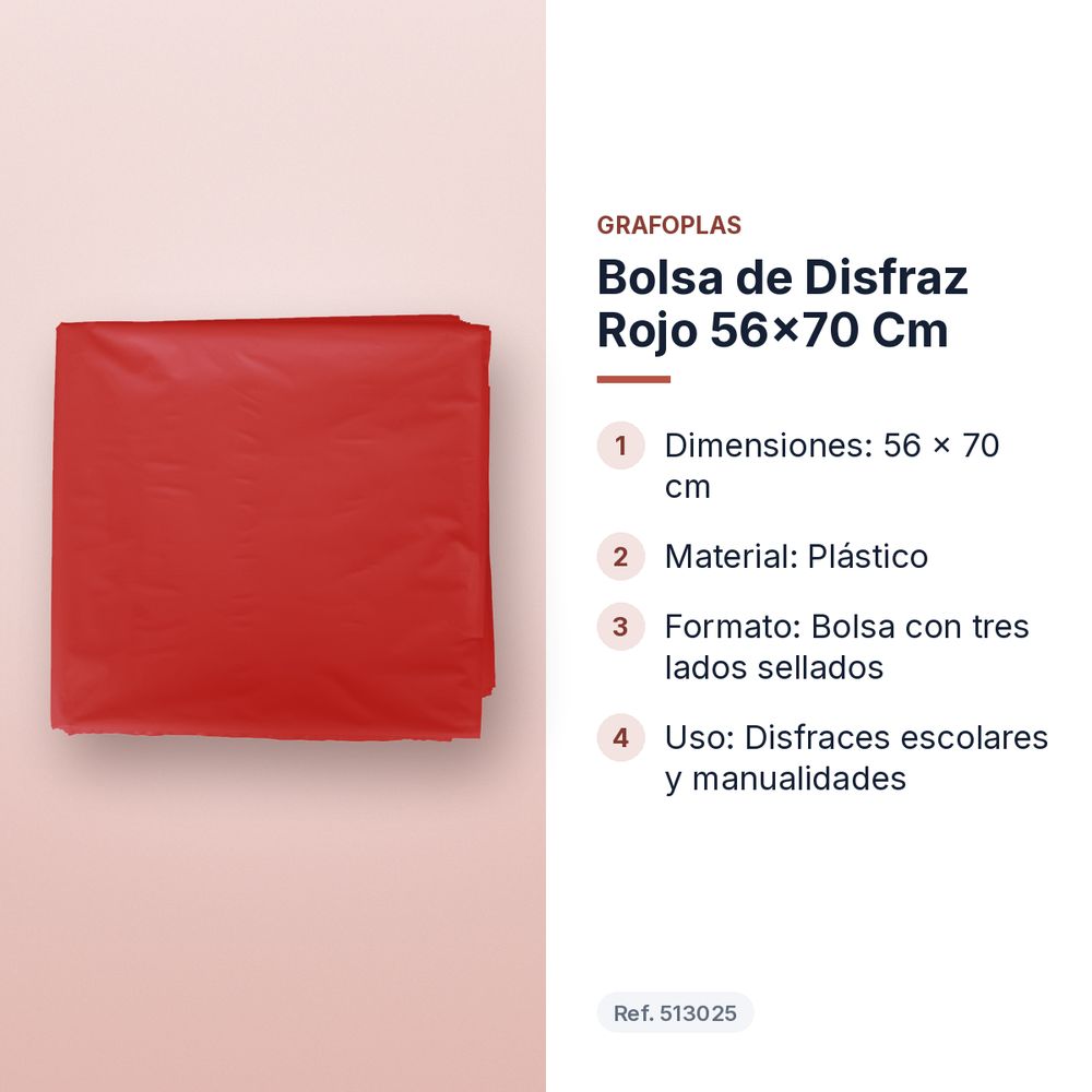 BOLSA DE DISFRAZ ROJO 56×70 CM  - características principales