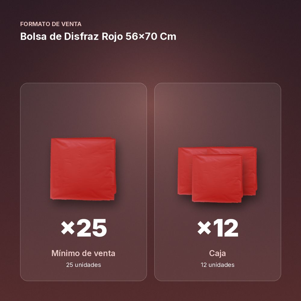 BOLSA DE DISFRAZ ROJO 56×70 CM  - formato de venta: caja de 12