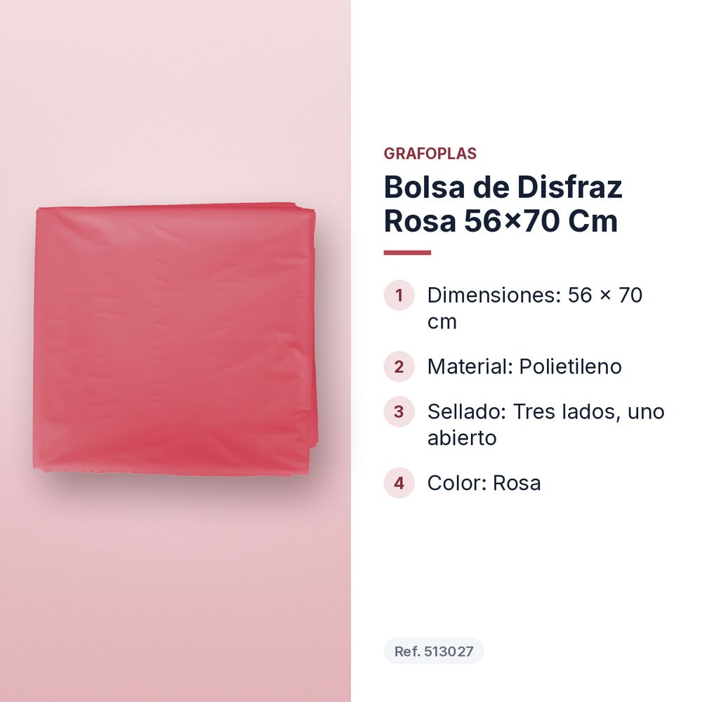 BOLSA DE DISFRAZ ROSA 56×70 CM  - características principales