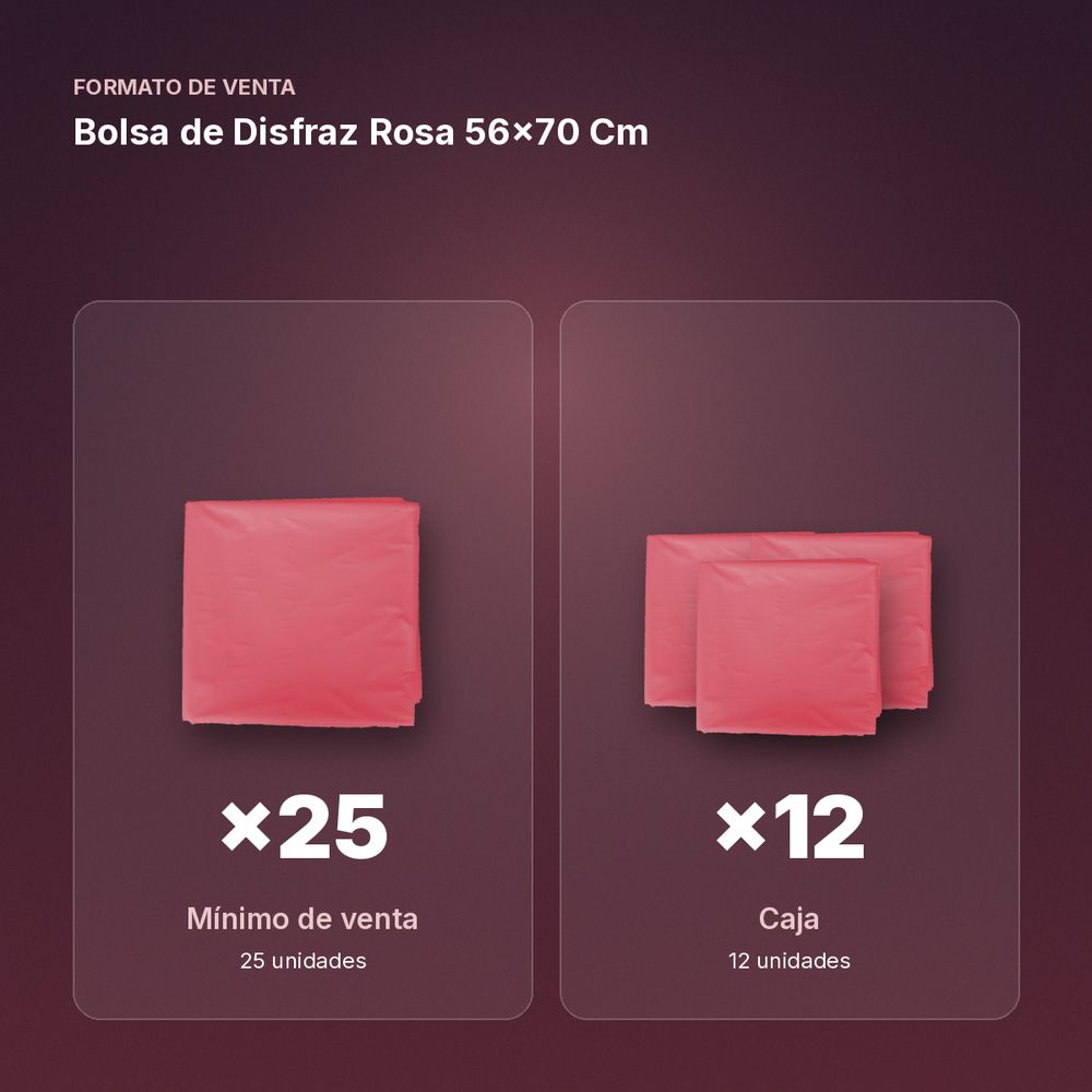 BOLSA DE DISFRAZ ROSA 56×70 CM  - formato de venta: caja de 12