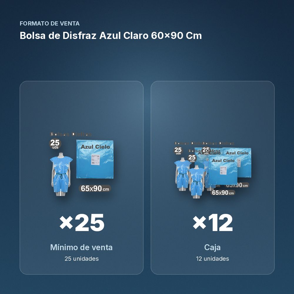 BOLSA DE DISFRAZ AZUL CLARO 60×90 CM - formato de venta: caja de 12