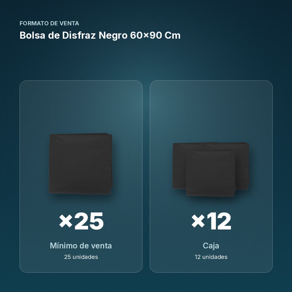 BOLSA DE DISFRAZ NEGRO 60×90 CM  - formato de venta: caja de 12