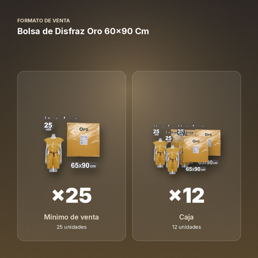 BOLSA DE DISFRAZ ORO 60×90 CM - formato de venta: caja de 12