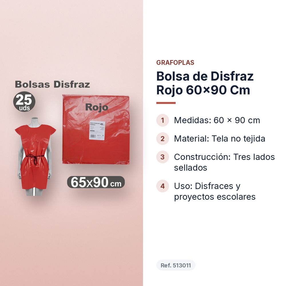 BOLSA DE DISFRAZ ROJO 60×90 CM  - características principales