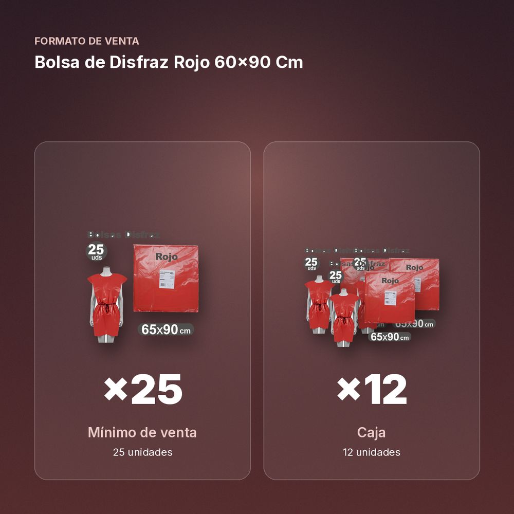 BOLSA DE DISFRAZ ROJO 60×90 CM  - formato de venta: caja de 12