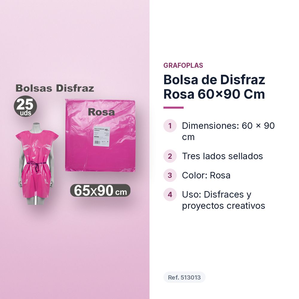BOLSA DE DISFRAZ ROSA 60×90 CM  - características principales
