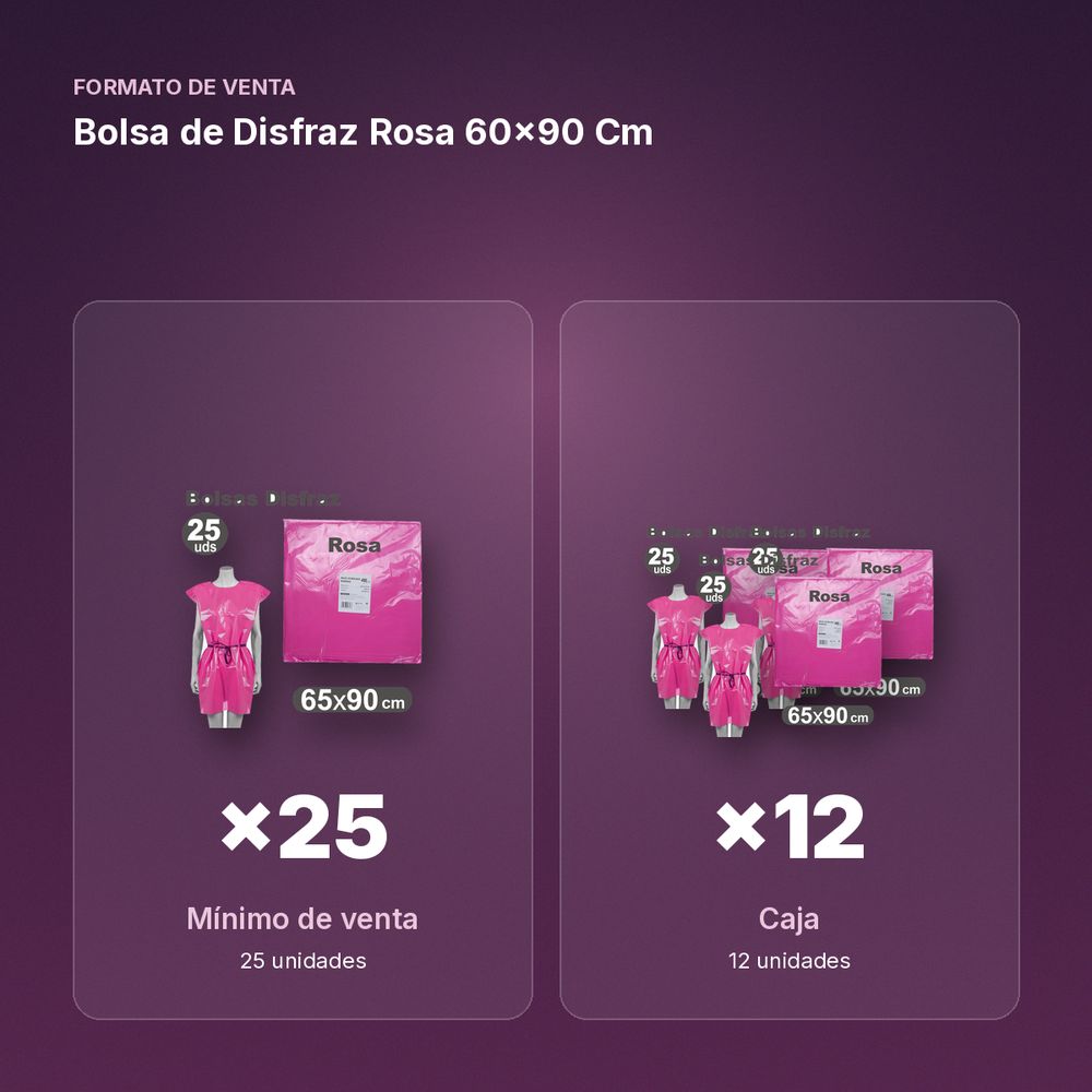 BOLSA DE DISFRAZ ROSA 60×90 CM  - formato de venta: caja de 12