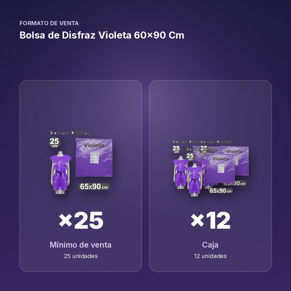 BOLSA DE DISFRAZ VIOLETA 60×90 CM  - formato de venta: caja de 12