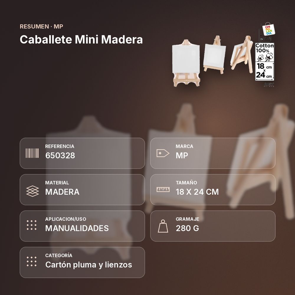 CABALLETE MINI MADERA - resumen de atributos