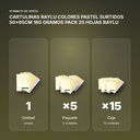 CARTULINAS RAYLU COLORES PASTEL SURTIDOS 50x65CM 180 GRAMOS PACK 25 HOJAS RAYLU - formato de venta: paquete de 5, caja de 15