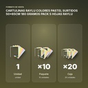 CARTULINAS RAYLU COLORES PASTEL SURTIDOS 50x65CM 180 GRAMOS PACK 5 HOJAS RAYLU - formato de venta: paquete de 10, caja de 20