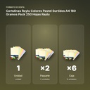 CARTULINAS RAYLU COLORES PASTEL SURTIDOS A4 180 GRAMOS PACK 250 HOJAS RAYLU - formato de venta: paquete de 2, caja de 6
