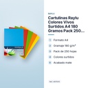 CARTULINAS RAYLU COLORES VIVOS SURTIDOS A4 180 GRAMOS PACK 250 HOJAS RAYLU - características principales