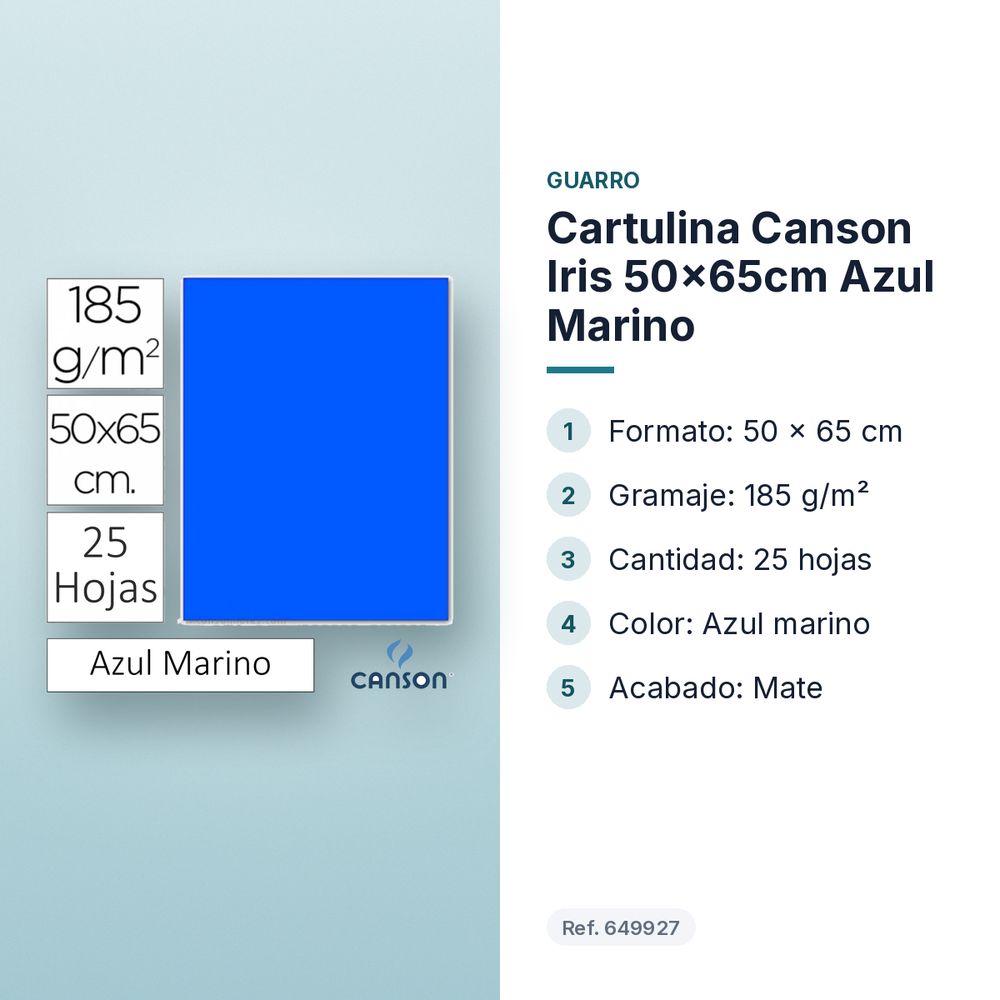 CARTULINA CANSON IRIS 50×65CM AZUL MARINO - características principales