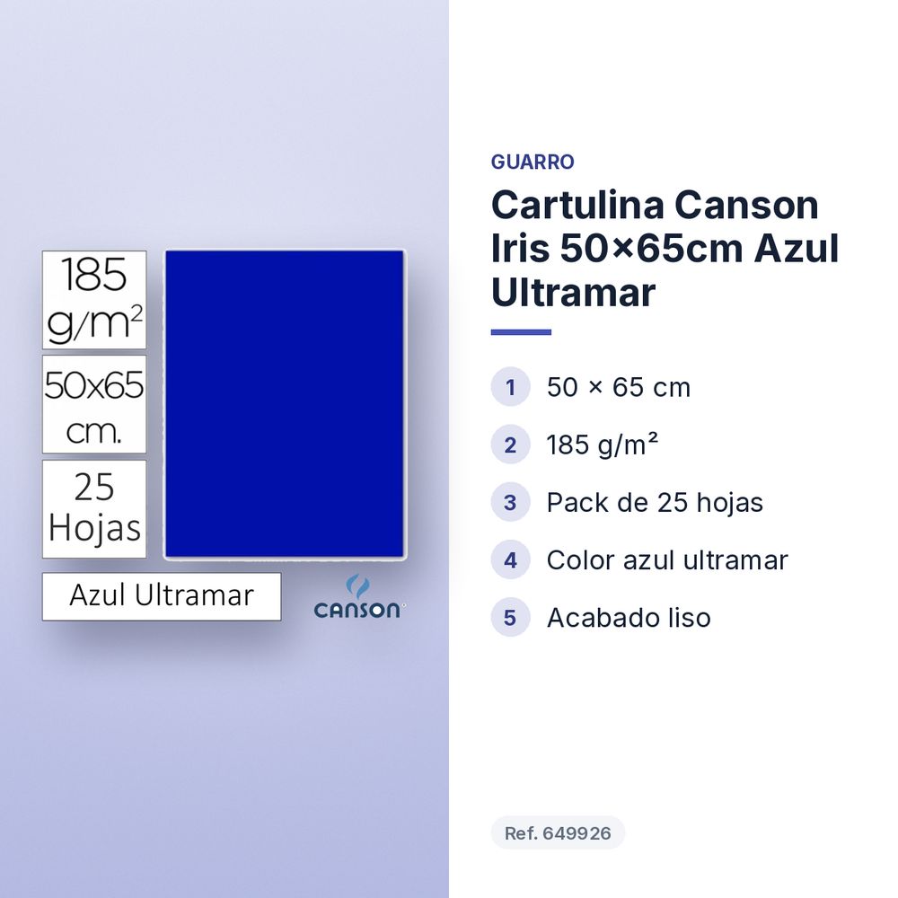 CARTULINA CANSON IRIS 50×65CM AZUL ULTRAMAR - características principales