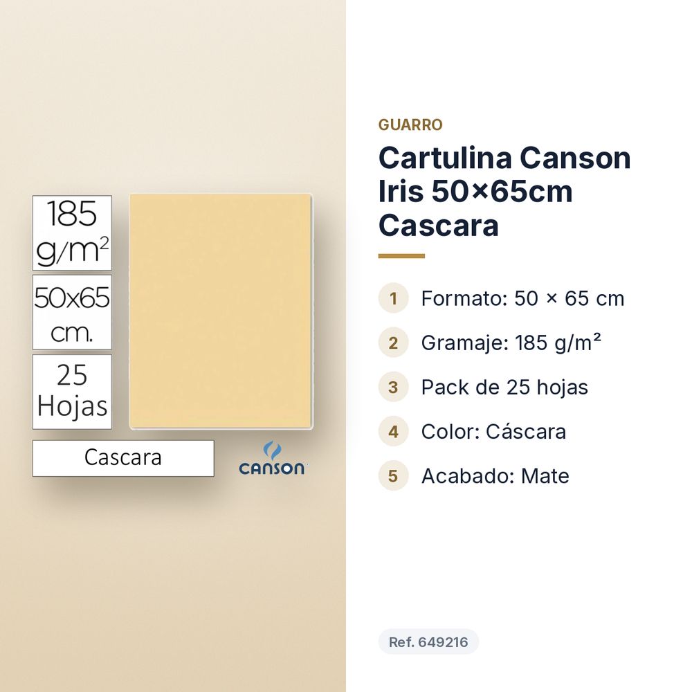 CARTULINA CANSON IRIS 50×65CM CASCARA - características principales