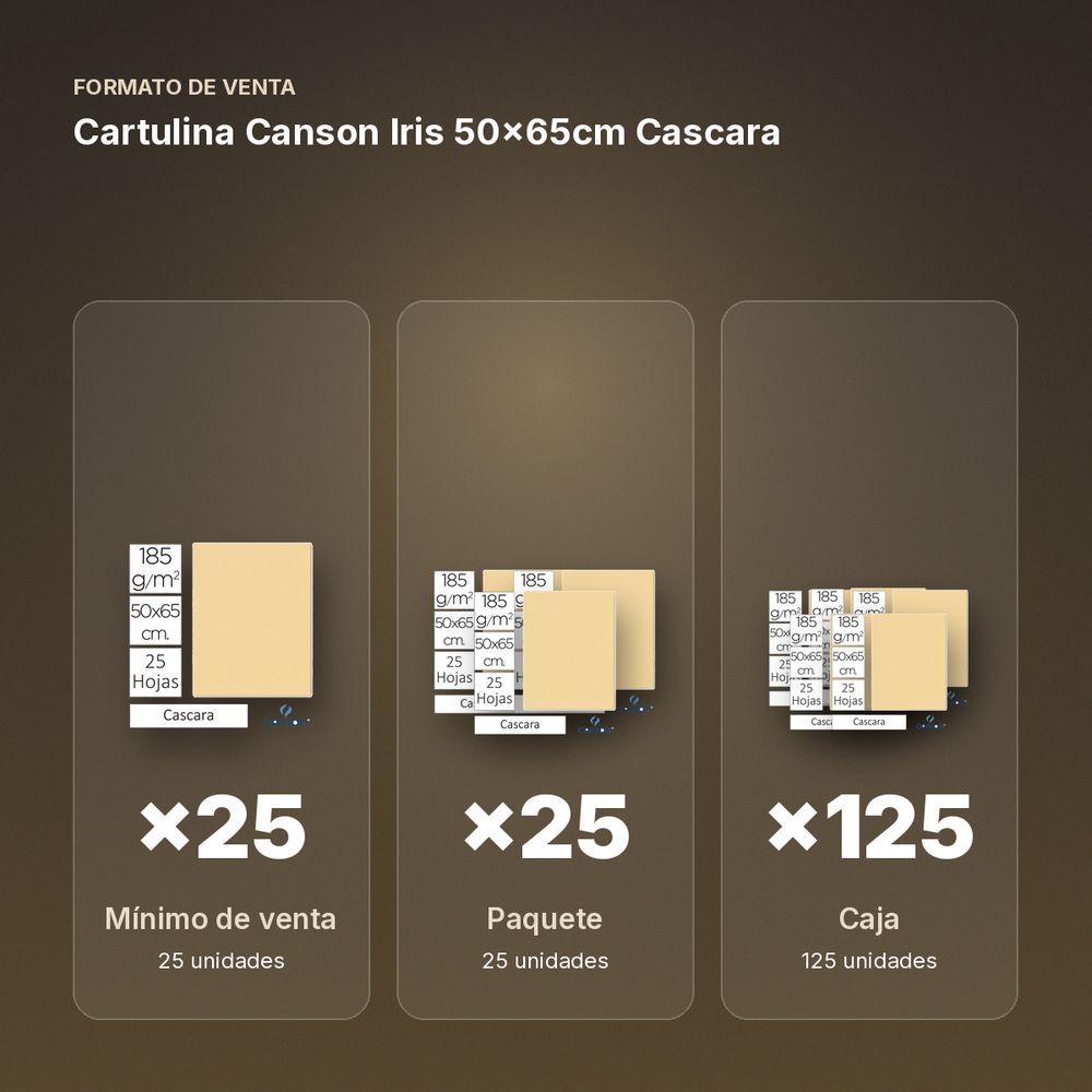 CARTULINA CANSON IRIS 50×65CM CASCARA - formato de venta: paquete de 25, caja de 125