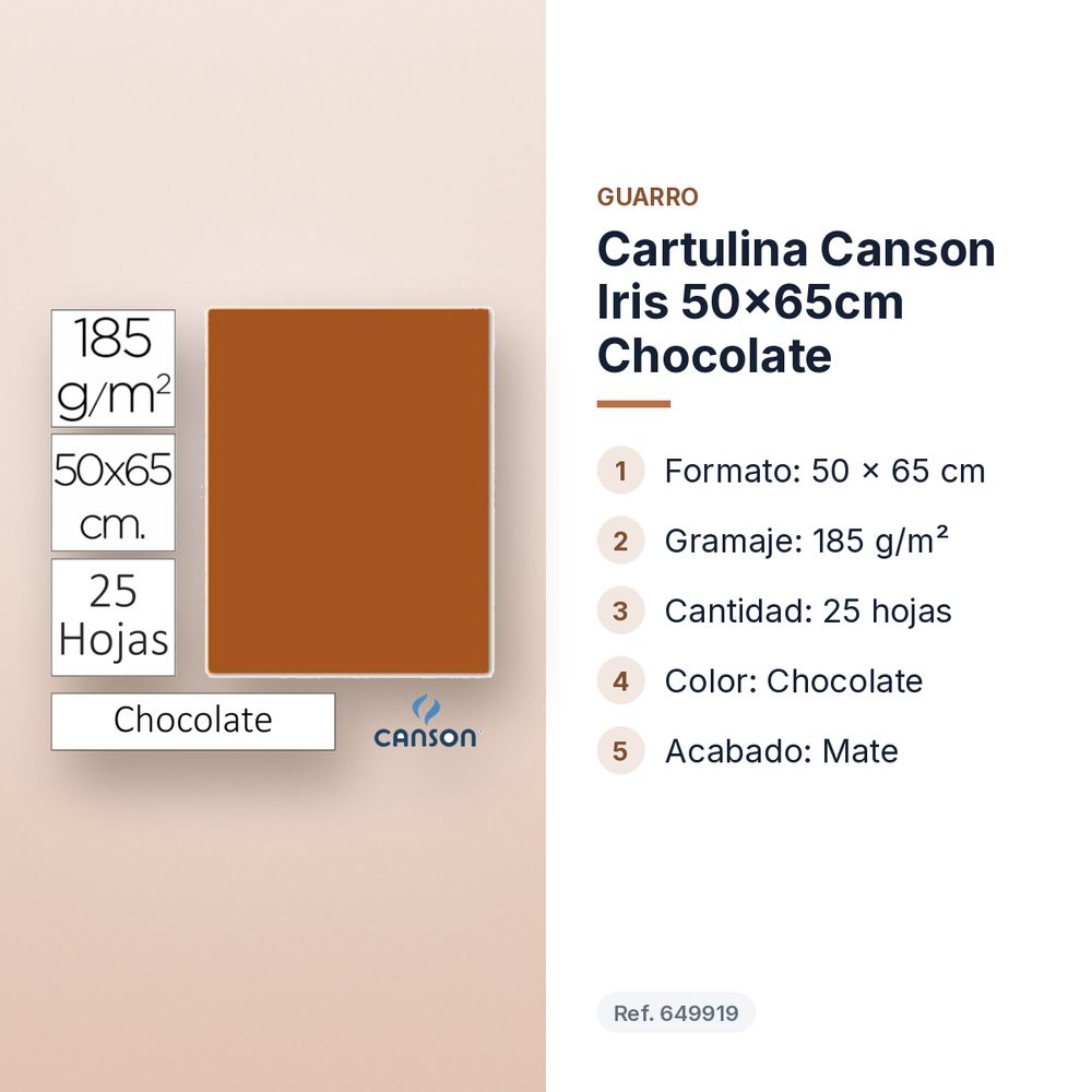 CARTULINA CANSON IRIS 50×65CM CHOCOLATE - características principales