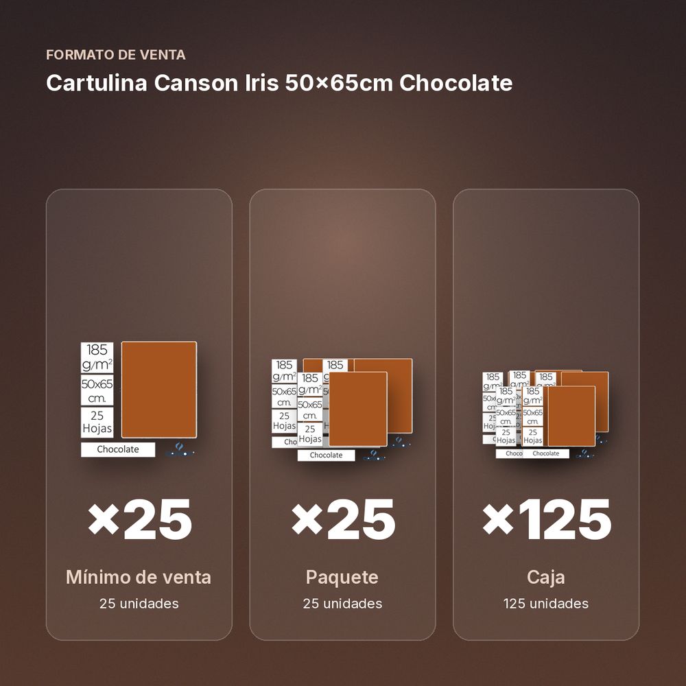 CARTULINA CANSON IRIS 50×65CM CHOCOLATE - formato de venta: paquete de 25, caja de 125