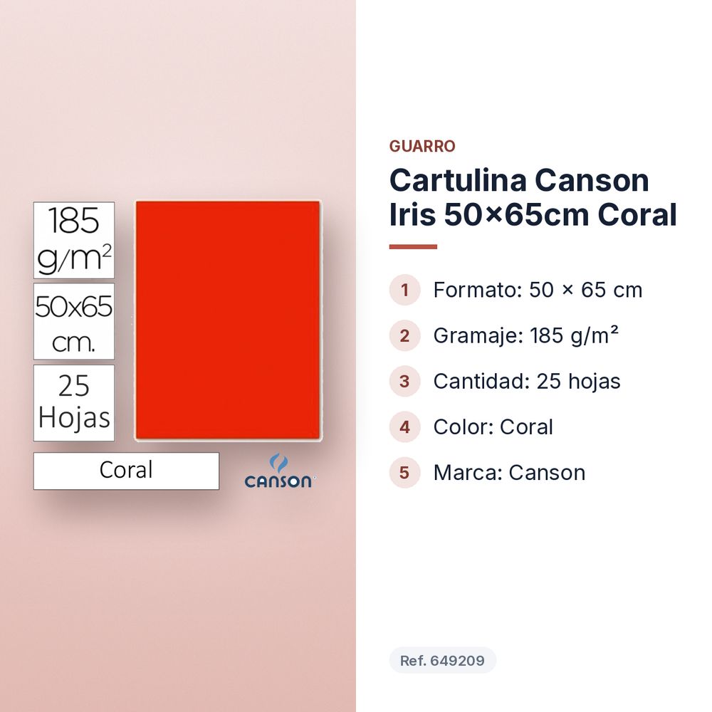 CARTULINA CANSON IRIS 50×65CM CORAL - características principales