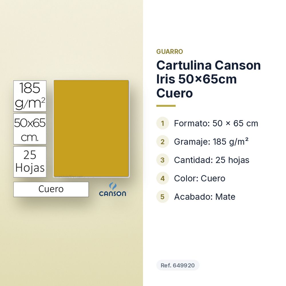 CARTULINA CANSON IRIS 50×65CM CUERO - características principales