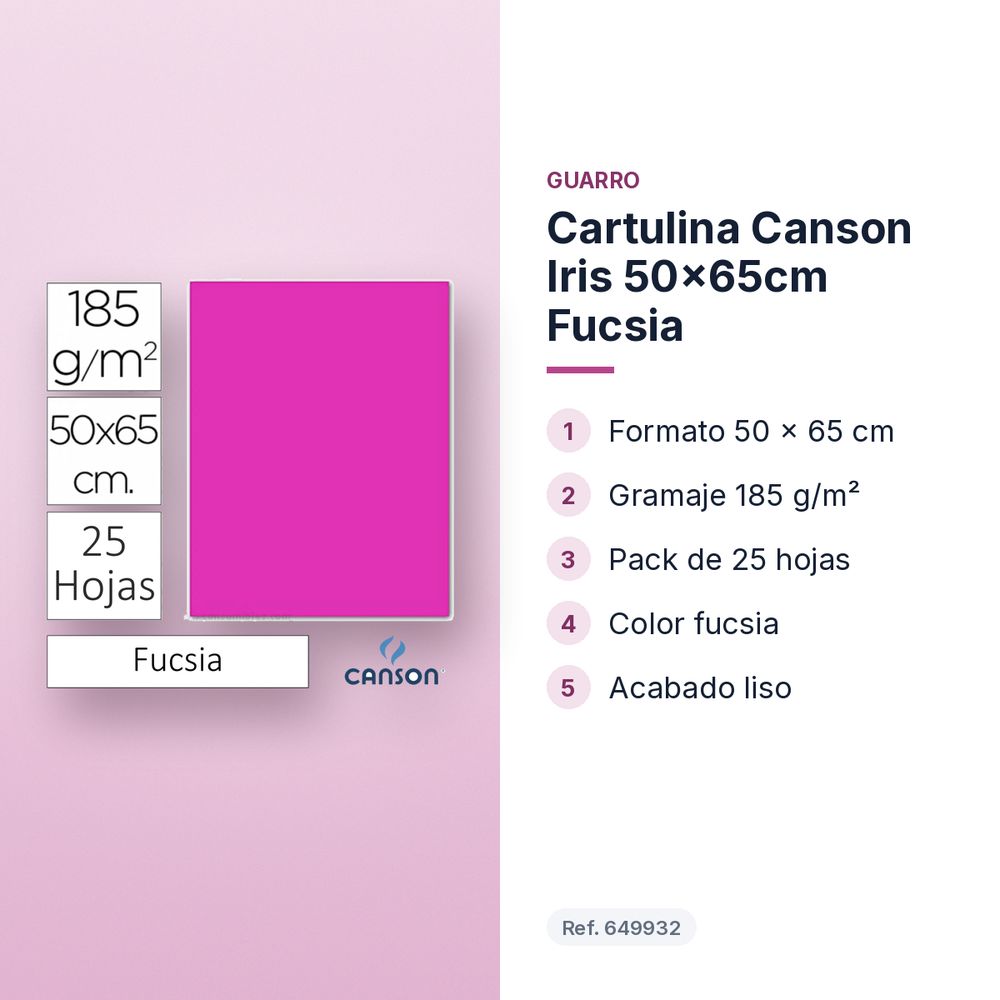 CARTULINA CANSON IRIS 50×65CM FUCSIA - características principales