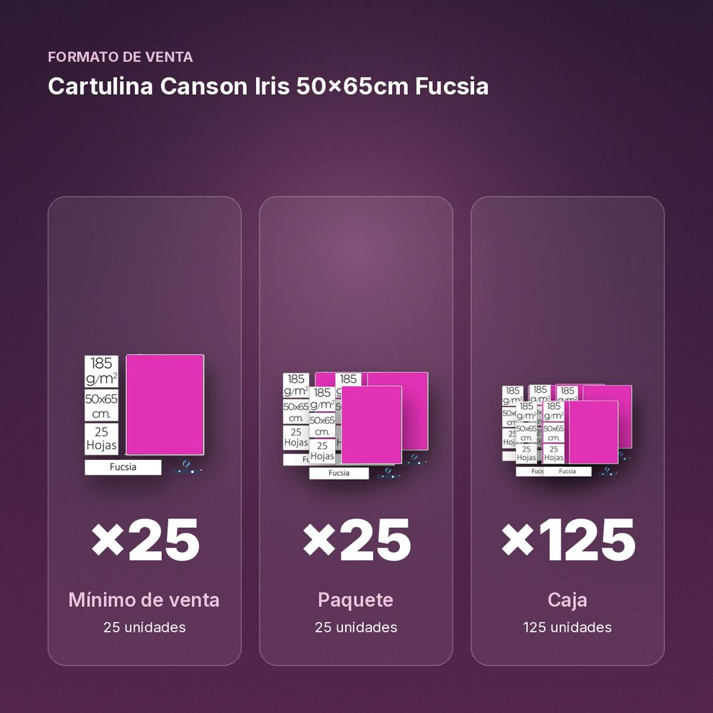 CARTULINA CANSON IRIS 50×65CM FUCSIA - formato de venta: paquete de 25, caja de 125