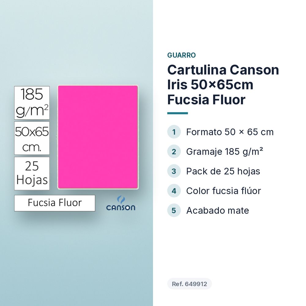 CARTULINA CANSON IRIS 50×65CM FUCSIA FLUOR - características principales