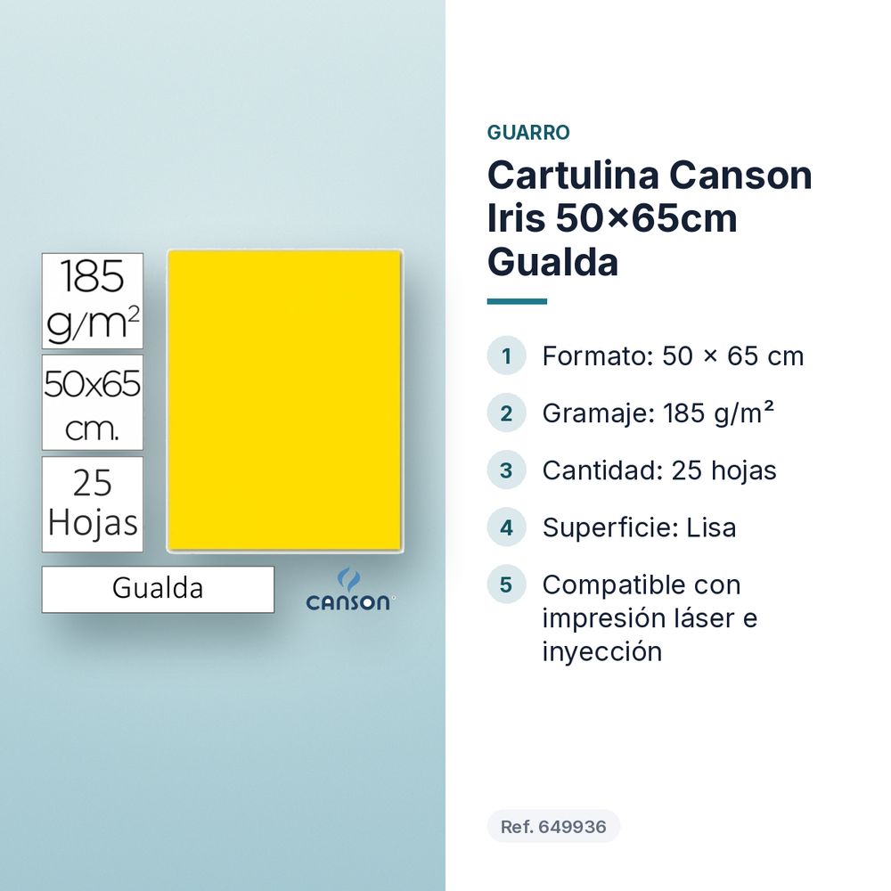 CARTULINA CANSON IRIS 50×65CM GUALDA - características principales