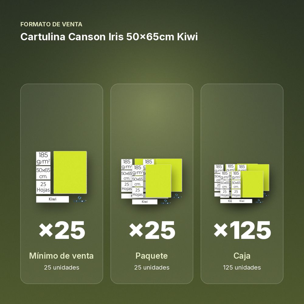 CARTULINA CANSON IRIS 50×65CM KIWI - formato de venta: paquete de 25, caja de 125