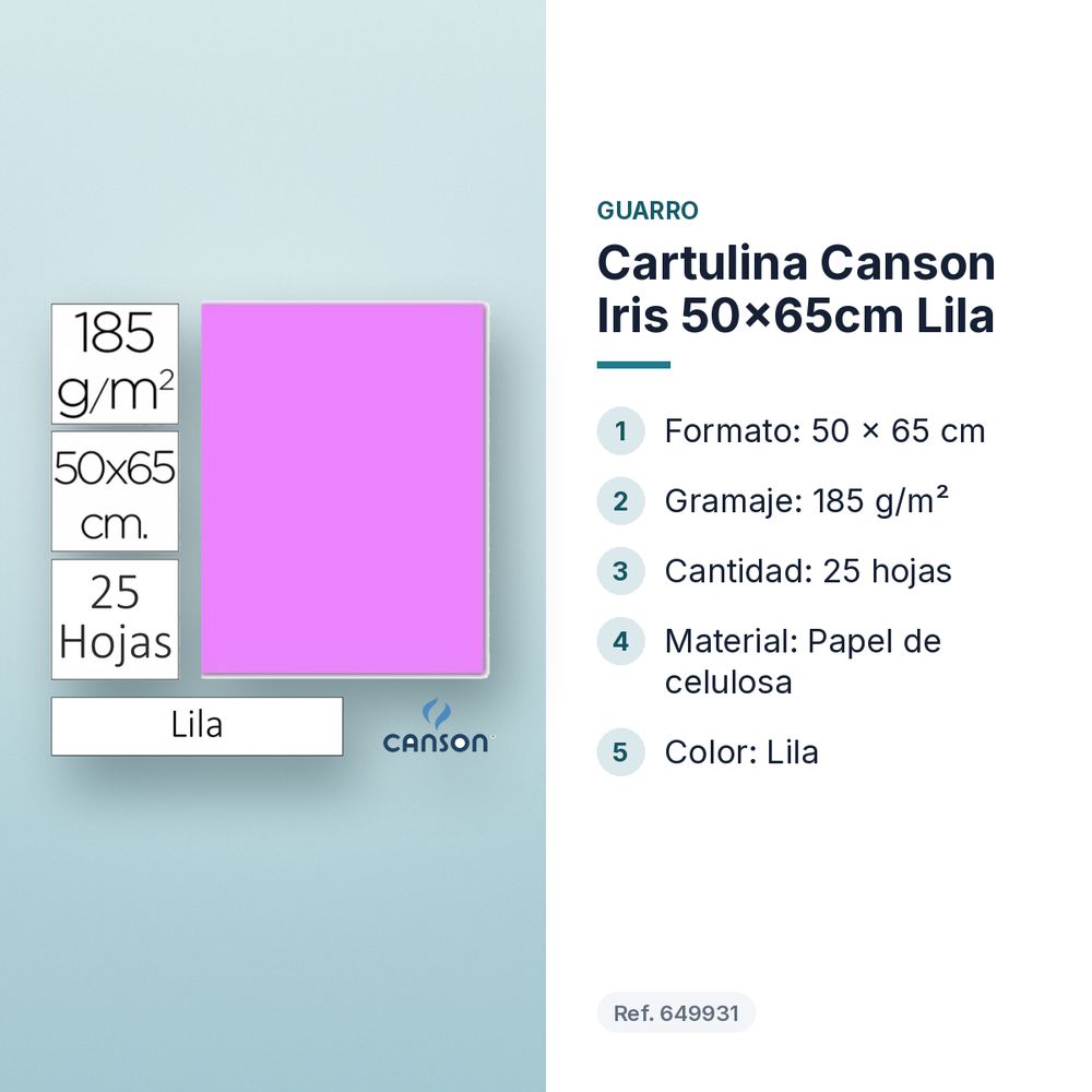 CARTULINA CANSON IRIS 50×65CM LILA - características principales