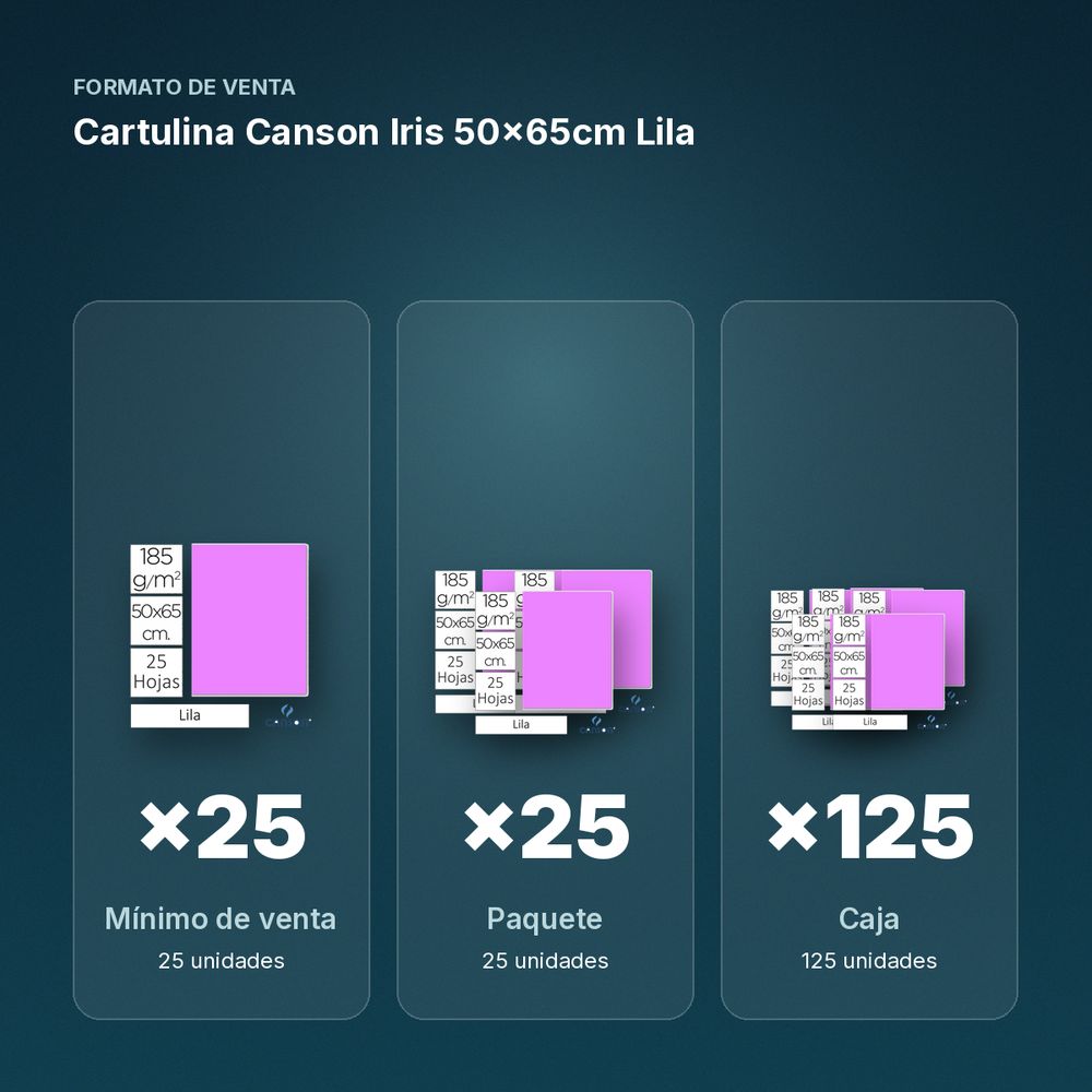 CARTULINA CANSON IRIS 50×65CM LILA - formato de venta: paquete de 25, caja de 125