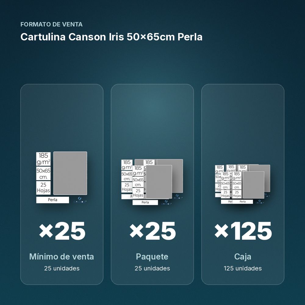 CARTULINA CANSON IRIS 50×65CM PERLA - formato de venta: paquete de 25, caja de 125